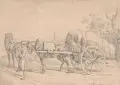 Johann Adam Klein, (zugeschr.), Pferdefuhrwerk. Wohl um 1820