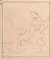 Wilhelm von Kügelgen, Da fand ich, den meine Seele liebt […], 1827, Federzeichnung in Tusche auf ockerfarbem Papier