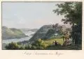 Johann Carl August Richter, Schloß Siebeneichen bei Meißen, Um 1830, Umrissradierung, altkoloriert, auf Bütten