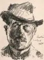 Lovis Corinth, Selbstbildnis, Lithografie auf festem Papier / Radierung auf wolkigem Papier