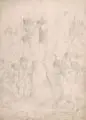 Sascha Schneider, Landsknechtanführer, 1888, Bleistiftzeichnung auf Papier, auf dünnen Karton vollflächig aufkaschiert