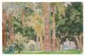 Hans Unger, Palmenhain, Um 1920, Farbige Pastellkreidezeichnung auf gelblichem Papier, zweifach vollflächig auf Untersatzpapier bzw