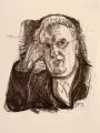 Otto Dix, Pfarrer Friedrich, 1952, Farblithografie in Schwarzbraun auf weißem Kupferdruckpapier