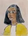 Frau mit schwarzem Haar. Wohl 1960er Jahre by Gussy Hippold-Ahnert, Aquarell und Kreide auf Papier, offered Dec 2020