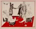 Ronald Paris, Frau Flinz, Farblithografien auf festem Papier, ein Blatt auf "Schoellershammer"-Papier