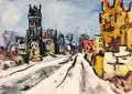 Fritz Winkler, Erlöserkirche Wittenberger Straße, Pinselzeichnung in Tusche und Aquarell auf kräftigem Papier