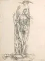 Heinz Zander, Die Erreichung des 3. Flügels, 1980, Bleistiftzeichnung auf kräftigem Bütten