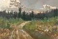 Mathilde Freiin von Freytag-Loringhoven, Drohendes Gewitter bei Bad Berka an der Ilm, Wohl 1930, Öl auf Malpappe