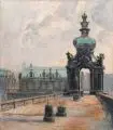 Walter Friederici, Auf der Langgalerie des Dresdner Zwingers. Wohl 1930er Jahre, Öl auf Leinwand