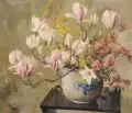 Kurt H. Mäder, Magnolien, 1946, Öl auf Malpappe