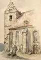 Ernst Erwin Oehme, Alte Kirche, Aquarell auf festem Bütten