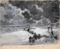 Ernst Erwin Oehme, Wintertag, Aquarell und Deckfarben auf leichtem Karton, auf Untersatzkartzon montiert
