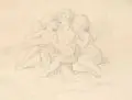Ernst Friedrich August Rietschel, Singende Amoretten, 1848, Bleistiftzeichnung