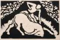 Wilhelm Morgner, Tierdresseur, 1912, Holzschnitt auf chamoisfarbenem Papier