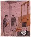 Bruno Voigt, Verordnung gegen die Kommunisten, gez. Göring, Vor 1935, Aquarell über Federzeichnung in schwarzer Tusche auf rosafarbenem Bütten mit Wasserzeichen (nicht aufgelöst)