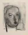 Mark Lammert, Porträt / Mädchenkopf / Weiblicher Akt mit angehobenem Fuß / Sitzender Akt. 1986 / 1980er Jahre/1990, Lithografien auf verschiedenen Papieren