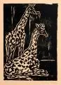 Ruth Meier, Giraffen, Holzschnitte auf verschiedenen Papieren