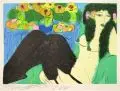 Walasse Ting, The Black Suspenders, 1988, Farblithografie auf "Arches" -Bütten