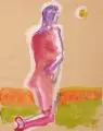 Eberhard Schweigert, Zwei figürliche Darstellungen. Wohl 1970er/1980er Jahre, Aquarelle auf Bütten bzw. bräunlichem Zeichenpapier