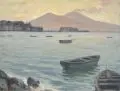 Hermann Kohlmann, Vesuv am Morgen, Um 1935, Öl auf Hartfaser