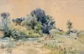 Nikolai Dmitrievich Prokofiev, Flusslandschaft mit zwei Pferden. Ende 19. Jh, Aquarell auf kräftigem Bütten