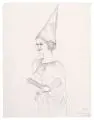 Conrad Felixmüller, Irmgard. Studie zum Kindermaskenfest, 1926, Bleistiftzeichnung auf Maschinenbütten