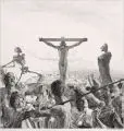 Otto Greiner, Golgatha (Große Kreuzigung Christi), 1900, Federlithografie auf gelblichem China, auf leichten weißen Karton aufgewalzt
