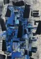 Heinz Fleischer, Komposition in Schwarz und Blau, 1965, Farbmonotypie auf schwarzem Tonpapier