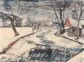 Georg Judersleben, Bad Sulza. Ilmwehr, 1961, Farbmonotypie auf Papier