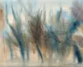 Helmut Schmidt-Kirstein, Bäume, 1975, Aquarell und Kohlestift auf Papier
