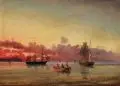 Carl Julius Emil Olsen, (zugeschr.), Ruhige See im Abendlicht, Wohl 1861, Öl auf Leinwand