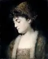 Hermann Schneider, (zugeschr.), Bildnis einer Dame mit Kopfschmuck. Spätes 19. Jh, Öl auf Holz