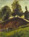 Siegfried Berndt, Oberlausitzer Landschaft mit Acker und Pferdefuhrwerk