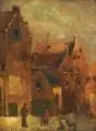 Mark Cook, Straßenszene in Britannien. Anfang 20. Jh, Öl auf Holz