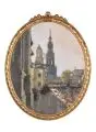 Gotthardt Kuehl, Dresden – Brühlsche Terrasse mit Hofkirche und Hausmannsturm, Um 1910, Gouache und Öl über schwarzer Kreide auf ockerfarbenem Karton