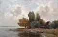 Otto Gampert, Uferlandschaft am Bodensee (?). Wohl Anfang 20. Jh, Öl auf Leinwand