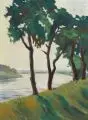 Katharine Grützmann, Elblandschaft, 1949, Öl auf Leinwand