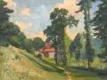 Sommerlandschaft bei Meißen (?) by Hans Rudolph Hentschel, 1945, Öl auf fester Malpappe, offered Mar 2020