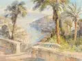 Egon Müller-Graf, Amalfi-Küste. Wohl 1940er/1950er Jahre, Öl auf Leinwand