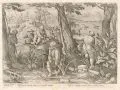 Philip (Philips) Galle, Rustica sic Perdix laqueis vel retibus, Nach 1578, Kupferstich auf Bütten nach Johannes Stradanus