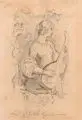 Ludwig Richter, Richilde mit Laute, Vor 1842, Bleistiftzeichnung