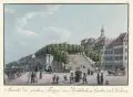 Johann Carl August Richter, Ansicht der grossen Treppe am Brühlschen Garten zu Dresden, Um 1830, Umrissradierung, altkoloriert, auf Bütten