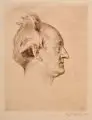 Emil Orlík, Porträt Gerhart Hauptmann (Kopf im Profil nach rechts)