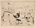 Paul Wilhelm, Amalfi – Valle dei Mollini, 1920, Radierung auf gelblichem Papier