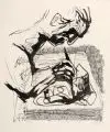 Otto Dix, Selbstbildnis beim Lithographieren, 1964, Lithografie auf "BFK-Rives"-Bütten