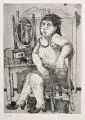 Dieter Kraemer, Frau vor Frisierkommode / Familiencamping, 1968, Radierungen auf Bütten