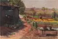 Wilhelm Claudius, Vorstadtgarten bei Leubnitz im Spätsommer. Wohl um 1915/1920, Öl auf Leinwand, vollflächig auf kräftige Malpappe kaschiert