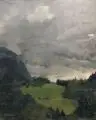 Arno Drescher, Mittelgebirgslandschaft. Mitte 20. Jh, Öl auf Sperrholz