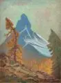 Hanns Herzing, Der Blaue Berg, Tempera, Öl und farbige Kreiden auf Hartfaser