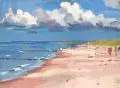Bernhard Kretzschmar, Ostseestrand bei Ahrenshoop. Wohl 1960er Jahre, Öl auf Malpappe, vollflächig auf Hartfaser kaschiert